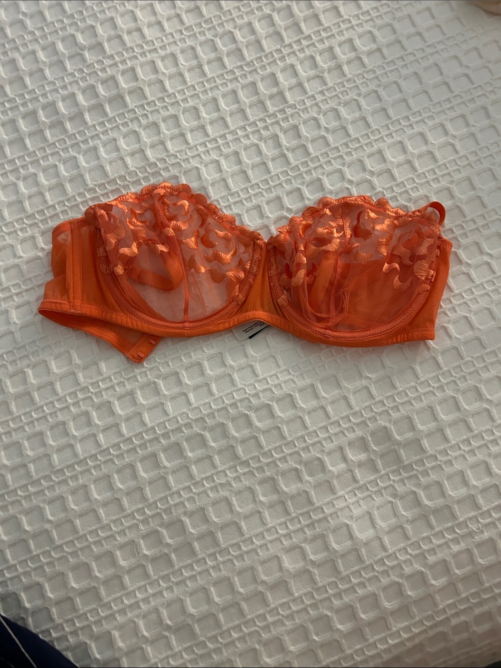 Adore Me Orange Sheer Embroidered Balconette Bra